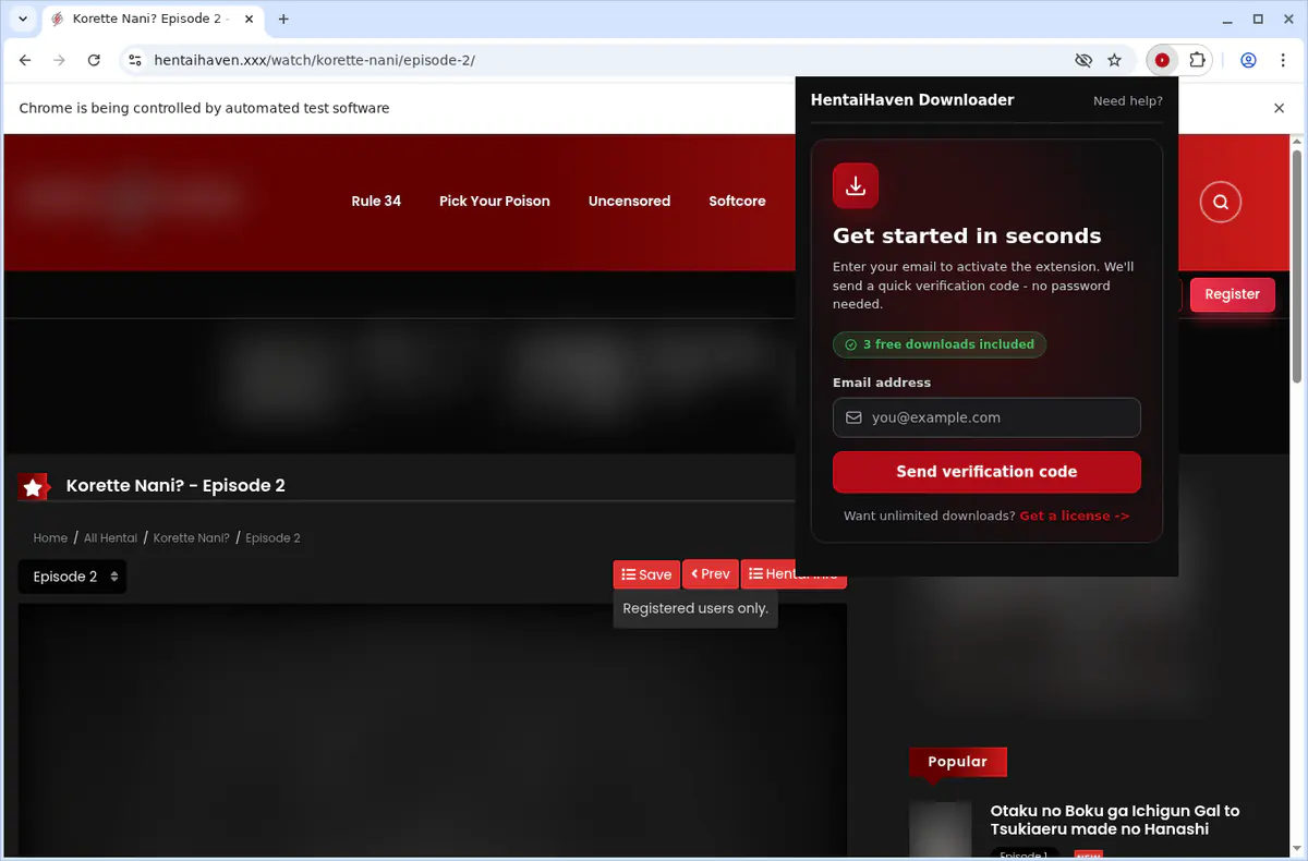Hentaihaven Video Downloader browser extension screenshot 6